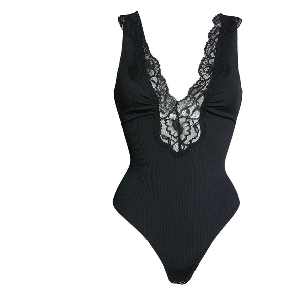 Free People First Call V-Neck Lace Trim Bodysuit - Picture 5 of 7